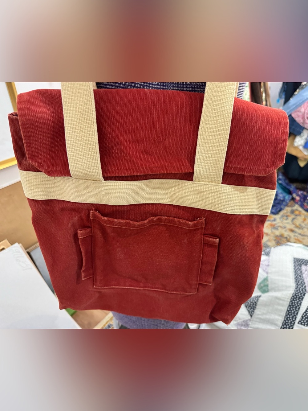Vintage Red Canvas Tote Bag, heavy & amazing & perfectly worn in.